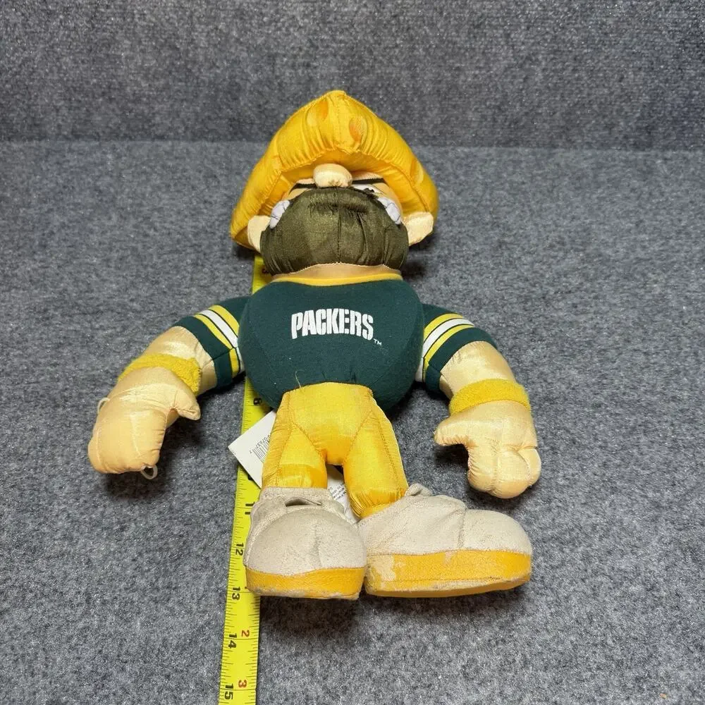 Vintage 1995 STUFFINS NFL GREEN BAY PACKERS 12” Cheesehead Plush W/Tag Mascot